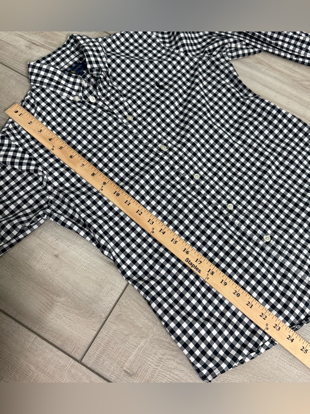 Polo RALPH LAUREN Gingham Shirt Pony Logo Cotton Womens M Black White Preppy - Picture 7 of 13